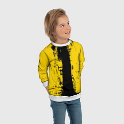 Свитшот детский Вертикальная черно-желтая полоса Cyberpunk 2077, цвет: 3D-белый — фото 2