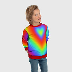 Свитшот детский Сердце - радужный градиент, цвет: 3D-красный — фото 2