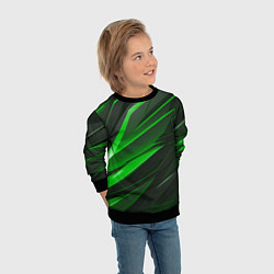 Свитшот детский Зеленый и черные детали, цвет: 3D-черный — фото 2