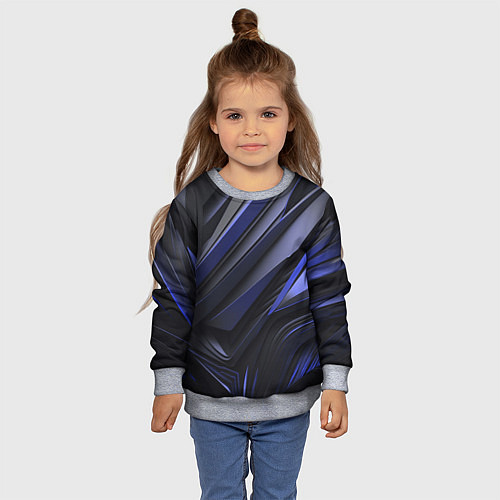 Детский свитшот Объемные черные и синие плиты / 3D-Меланж – фото 4