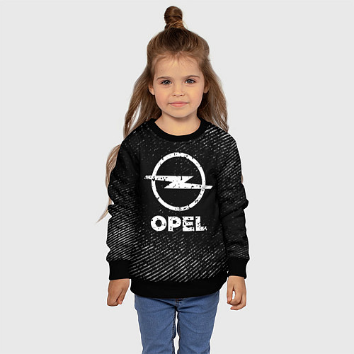 Детский свитшот Opel с потертостями на темном фоне / 3D-Черный – фото 4