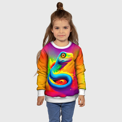 Детский свитшот Змейка в красках / 3D-Белый – фото 4