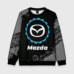 Свитшот детский Mazda в стиле Top Gear со следами шин на фоне, цвет: 3D-черный