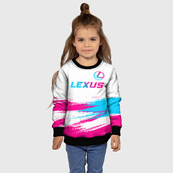 Свитшот детский Lexus neon gradient style: символ сверху, цвет: 3D-черный — фото 2
