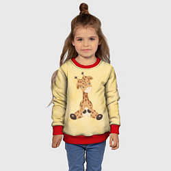 Свитшот детский Малыш жираф, цвет: 3D-красный — фото 2