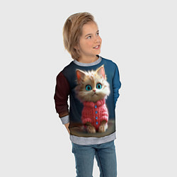 Свитшот детский Котик в розовом свитере, цвет: 3D-меланж — фото 2