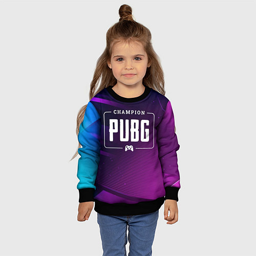 Детский свитшот PUBG gaming champion: рамка с лого и джойстиком на / 3D-Черный – фото 4