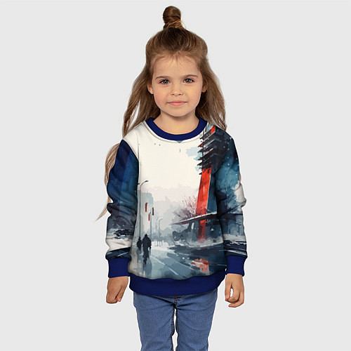 Детский свитшот Наш город - коллекция Бело-сине-красный - Хуф и Ся / 3D-Синий – фото 4