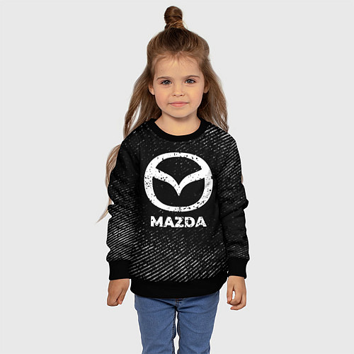 Детский свитшот Mazda с потертостями на темном фоне / 3D-Черный – фото 4