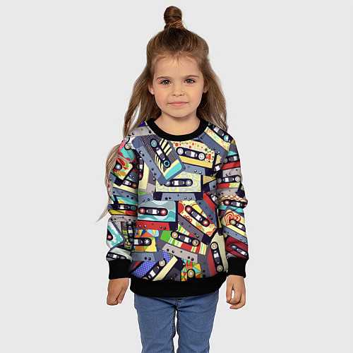 Детский свитшот Касеты 80-е / 3D-Черный – фото 4