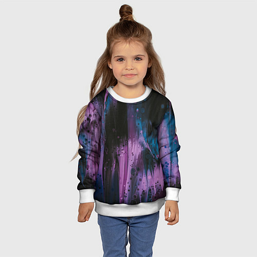 Детский свитшот Фиолетовые абстрактные тени / 3D-Белый – фото 4