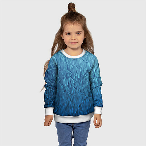 Детский свитшот Волнистый узор / 3D-Белый – фото 4