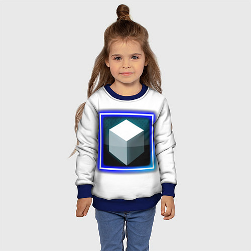 Детский свитшот Белый куб и магия / 3D-Синий – фото 4