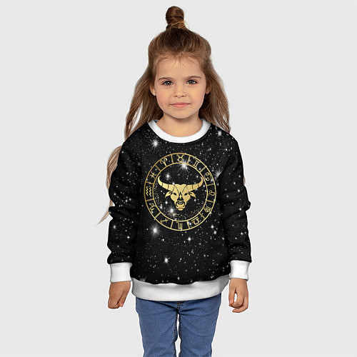 Детский свитшот Телец золотой на звездном небе / 3D-Белый – фото 4