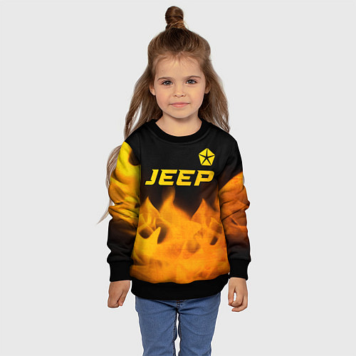 Детский свитшот Jeep - gold gradient: символ сверху / 3D-Черный – фото 4