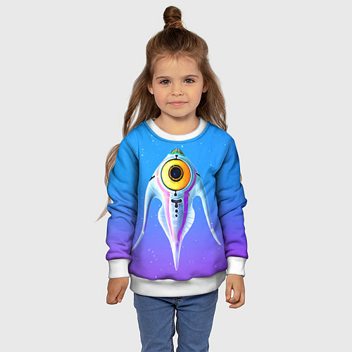 Детский свитшот Subnautica инопланетная рыба / 3D-Белый – фото 4