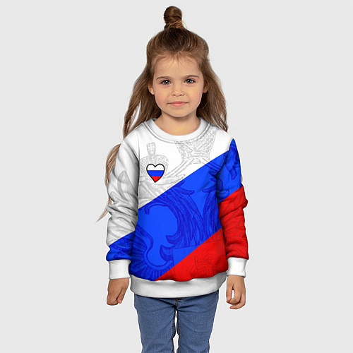 Детский свитшот Сердечко - Россия / 3D-Белый – фото 4