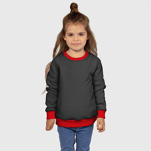 Детский свитшот Объёмный карбон - текстура / 3D-Красный – фото 4