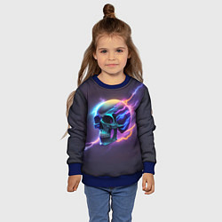 Свитшот детский Череп с молниями, цвет: 3D-синий — фото 2