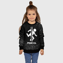 Свитшот детский Portal с потертостями на темном фоне, цвет: 3D-черный — фото 2