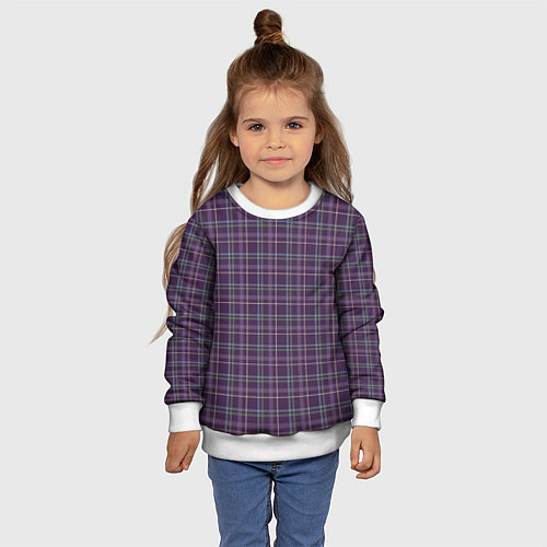 Детский свитшот Джентльмены Шотландка темно-фиолетовая / 3D-Белый – фото 4
