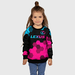 Свитшот детский Lexus - neon gradient: символ сверху, цвет: 3D-черный — фото 2