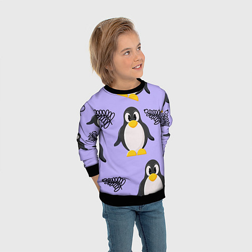 Детский свитшот Пингвин и веточка / 3D-Черный – фото 3