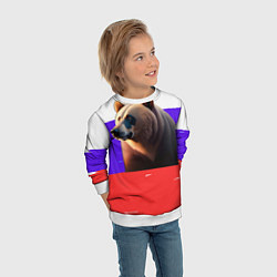 Свитшот детский Медведь на флаге России, цвет: 3D-белый — фото 2