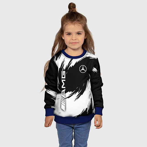 Детский свитшот Mercedes benz - white color / 3D-Синий – фото 4