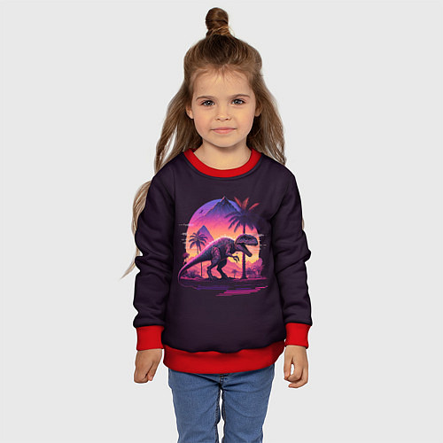 Детский свитшот Retrowave Trex / 3D-Красный – фото 4