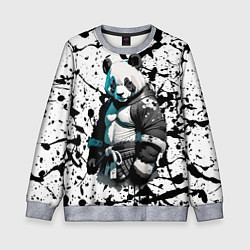 Свитшот детский Panda samurai on the background of blots, цвет: 3D-меланж