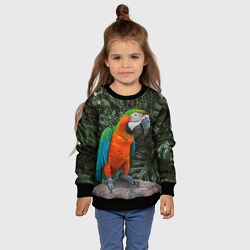 Детский свитшот Попугай Макао / 3D-Черный – фото 4