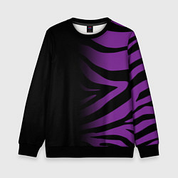 Свитшот детский Фиолетовый с черными полосками зебры, цвет: 3D-черный