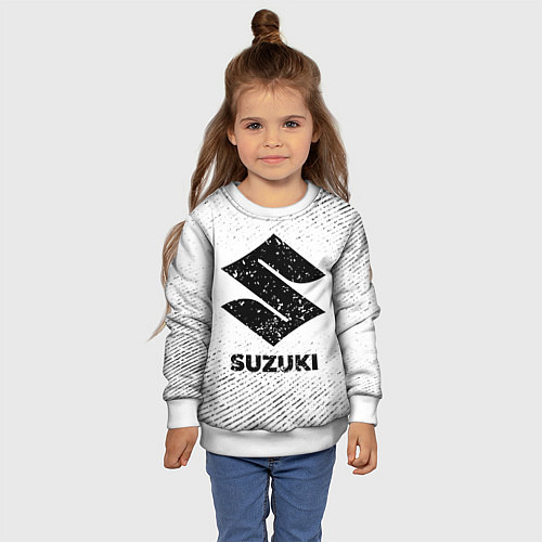 Детский свитшот Suzuki с потертостями на светлом фоне / 3D-Белый – фото 4