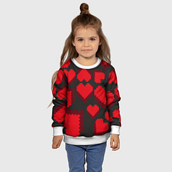 Свитшот детский Pixel hearts, цвет: 3D-белый — фото 2