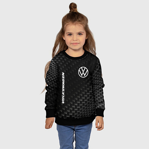Детский свитшот Volkswagen карбоновый фон / 3D-Черный – фото 4