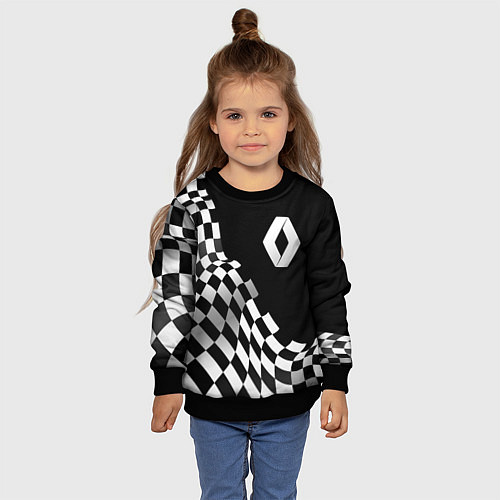Детский свитшот Renault racing flag / 3D-Черный – фото 4