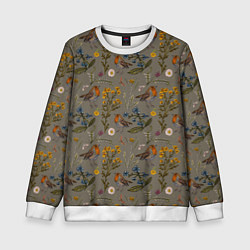 Свитшот детский Малиновки и зверобой, цвет: 3D-белый