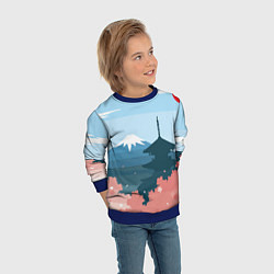 Свитшот детский Вид на Фудзияму - Япония, цвет: 3D-синий — фото 2