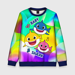 Свитшот детский Baby Shark Brooklyn and friends, цвет: 3D-синий
