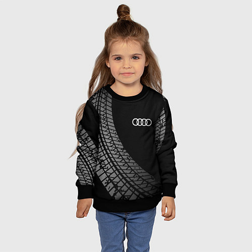 Детский свитшот Audi tire tracks / 3D-Черный – фото 4