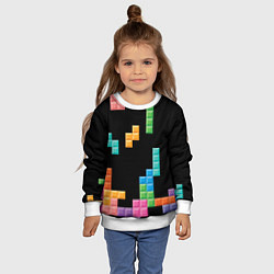 Свитшот детский Тетрис падающие блоки, цвет: 3D-белый — фото 2