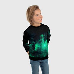 Свитшот детский Зелёная галактика Midjourney, цвет: 3D-черный — фото 2