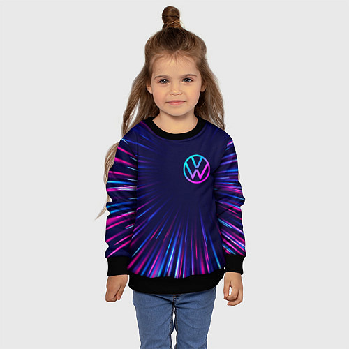 Детский свитшот Volkswagen neon speed lines / 3D-Черный – фото 4