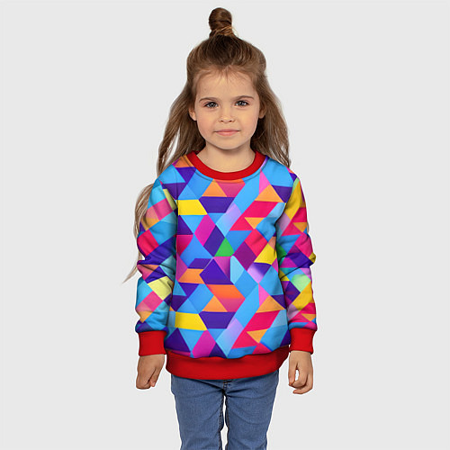 Детский свитшот Геометрическая абстракция красок / 3D-Красный – фото 4