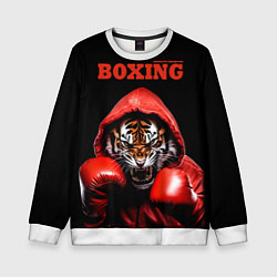 Свитшот детский Boxing tiger, цвет: 3D-белый