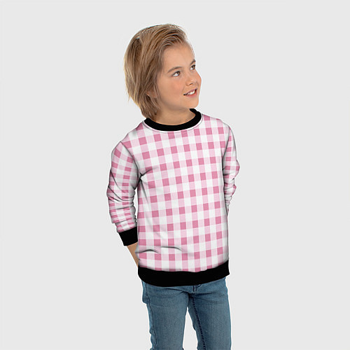 Детский свитшот Барби-розовый: клетка / 3D-Черный – фото 3