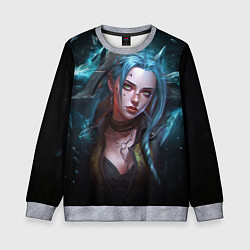 Свитшот детский Jinx fantasy art Arcane League of Legends, цвет: 3D-меланж