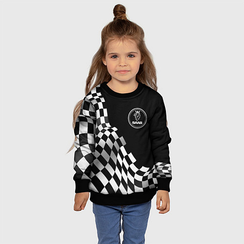 Детский свитшот Saab racing flag / 3D-Черный – фото 4