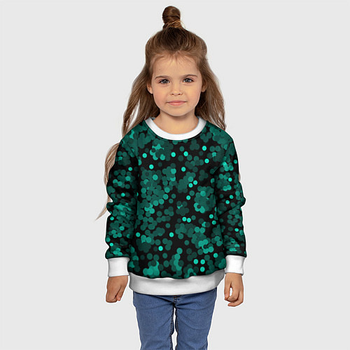 Детский свитшот Бирюзовые с зеленым конфетти / 3D-Белый – фото 4